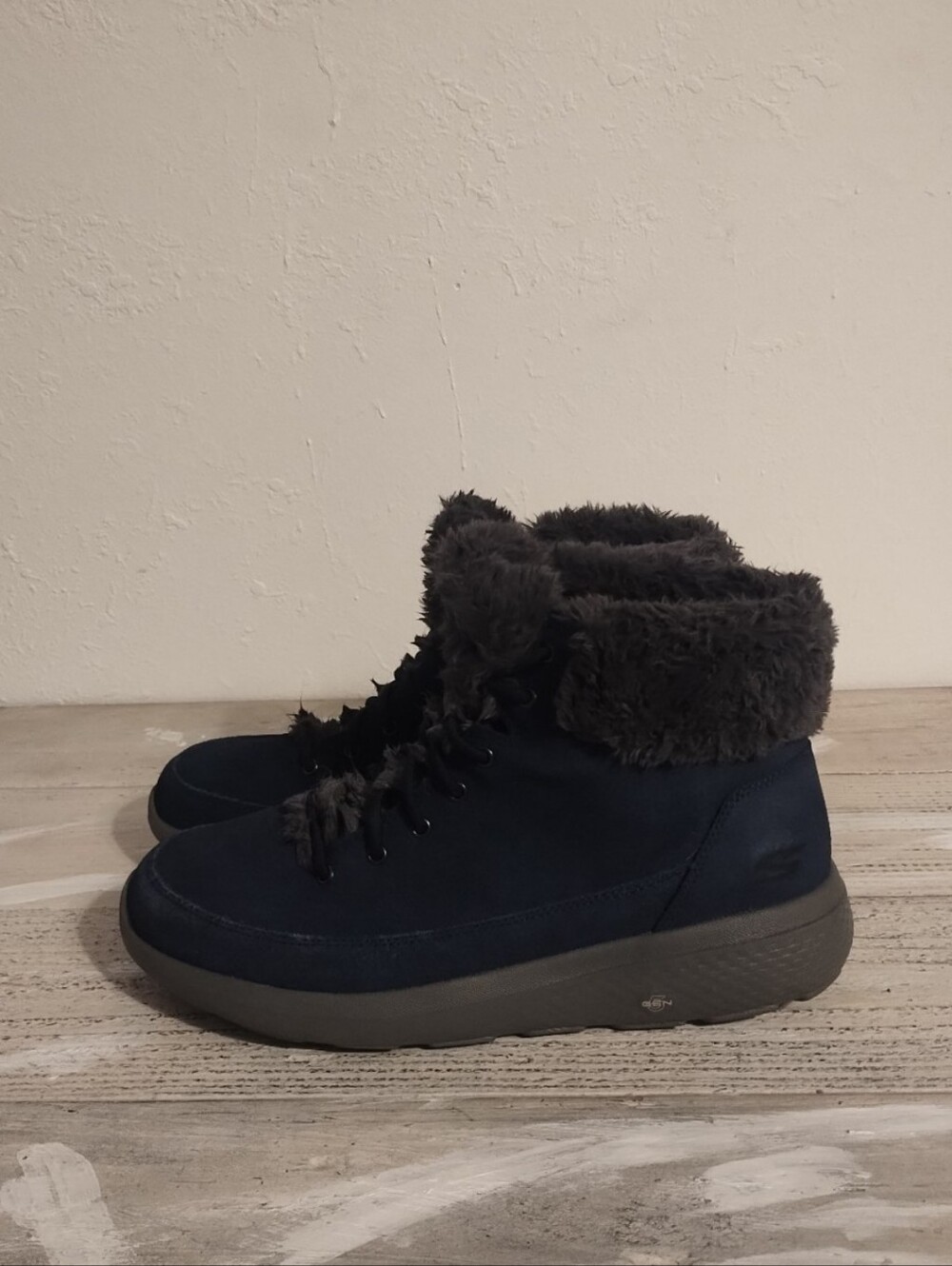 SKECHERS On the Go Blue Suede Booties, U.S.A women's size 9.5) UK women's sz 6.5